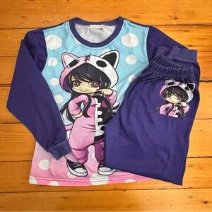 Kids Pajamas with Cartoon Design - Purple and Pink
